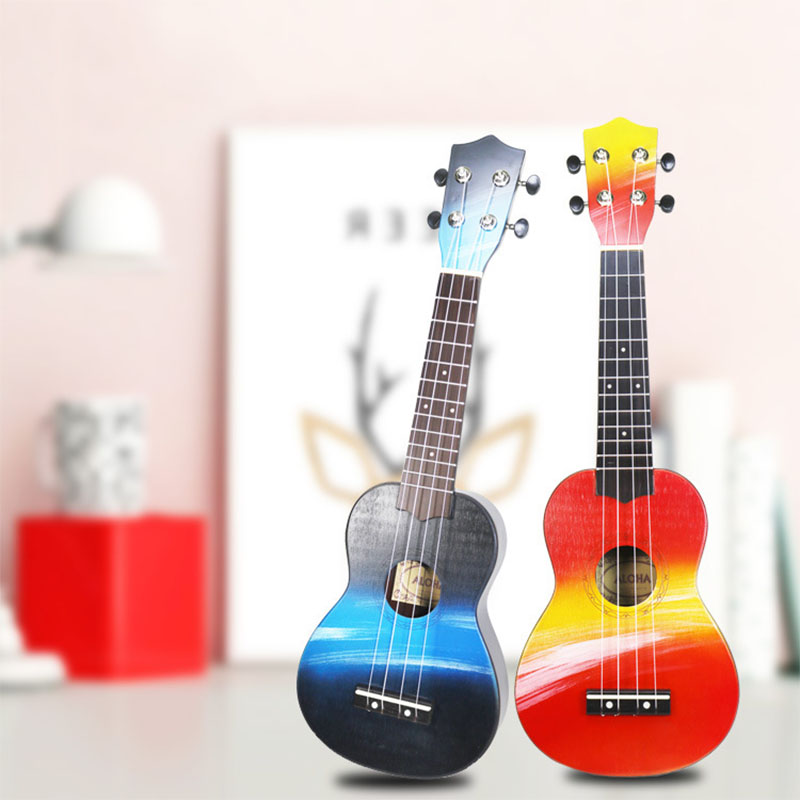 Kids Education Uk - 21 Zoll Anfänger Bunte Cartoon-Ukulele Mini-Gitarre