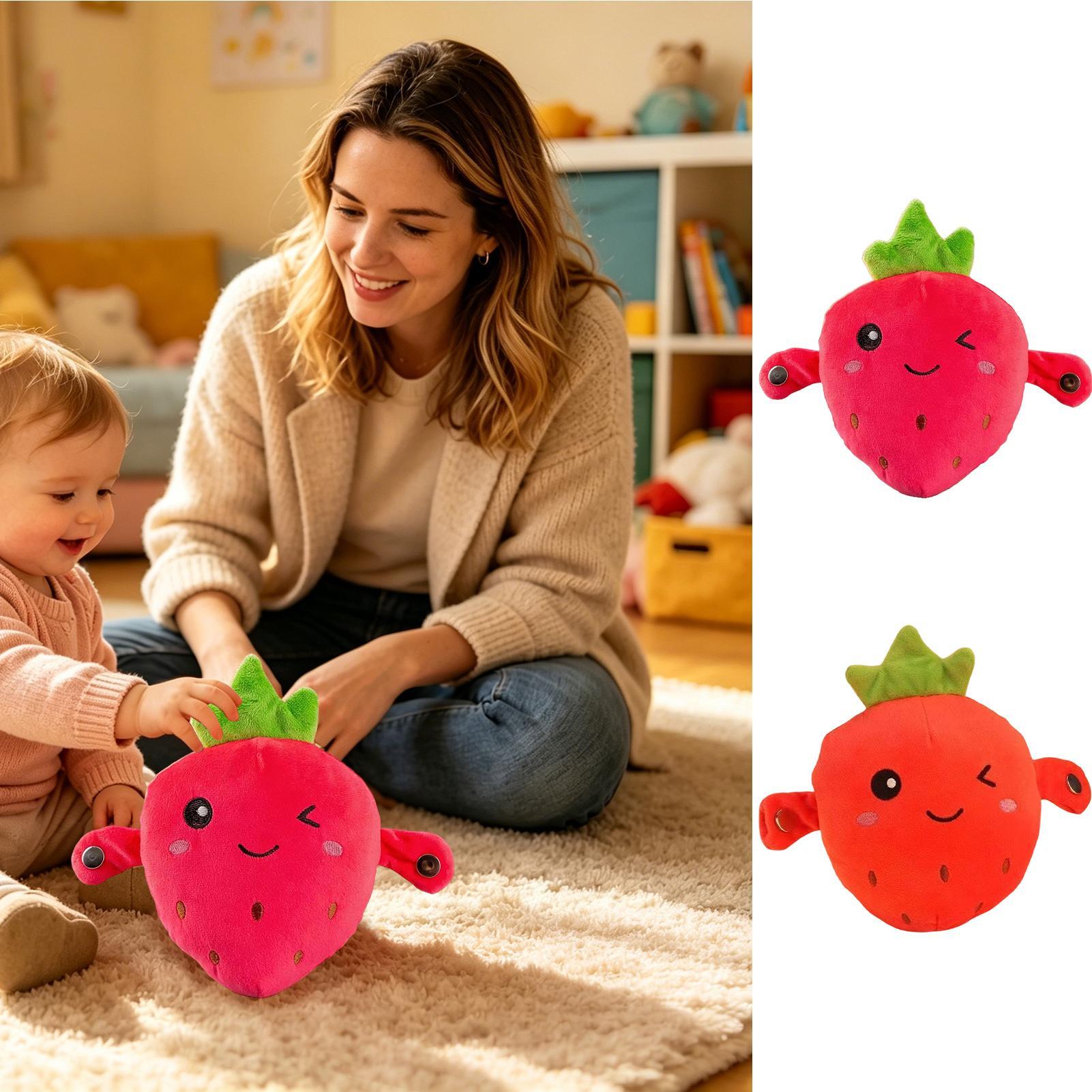 Kids Education Movies - Erdbeer-Plüsch-Kuschelpuppe, Pädagogische Sensorische Interaktive Puppe, Frucht-Themen-Musikpuppe