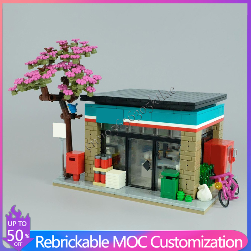 Kids Education Store - 602-teiliges Anpassbares Städtisches Haus Straßen-Convenience-Store Konstruktions-MOC-Baustein-Modell