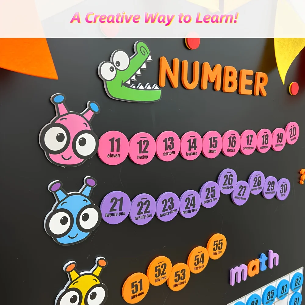Kids Educational Posters - 118-Magnet-Cartoon-Tier-Mathe-Set, 0–100 digitale Aufkleber und Betriebssymbole,
