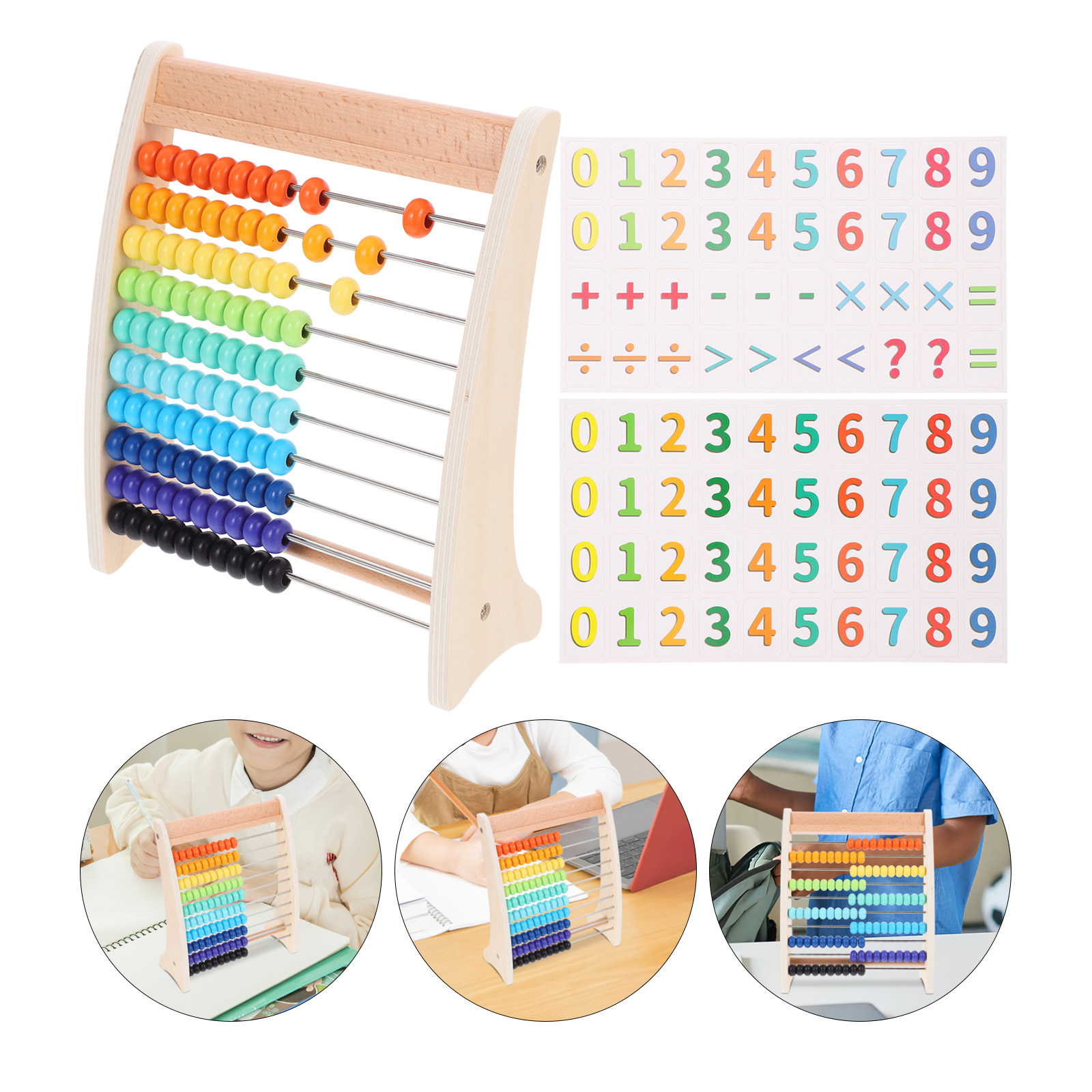 Kids Education Calculator - 1 Set Kinder-Lernabakus aus Holz, Rechenperlen,