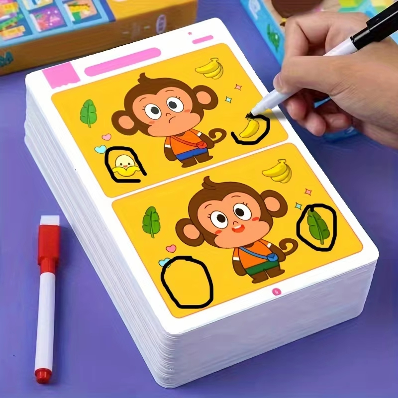 Kids Education Level - Finden Sie Unterschiede, Kartenspiel, wiederverwendbares Cartoon-Lernpuzzle