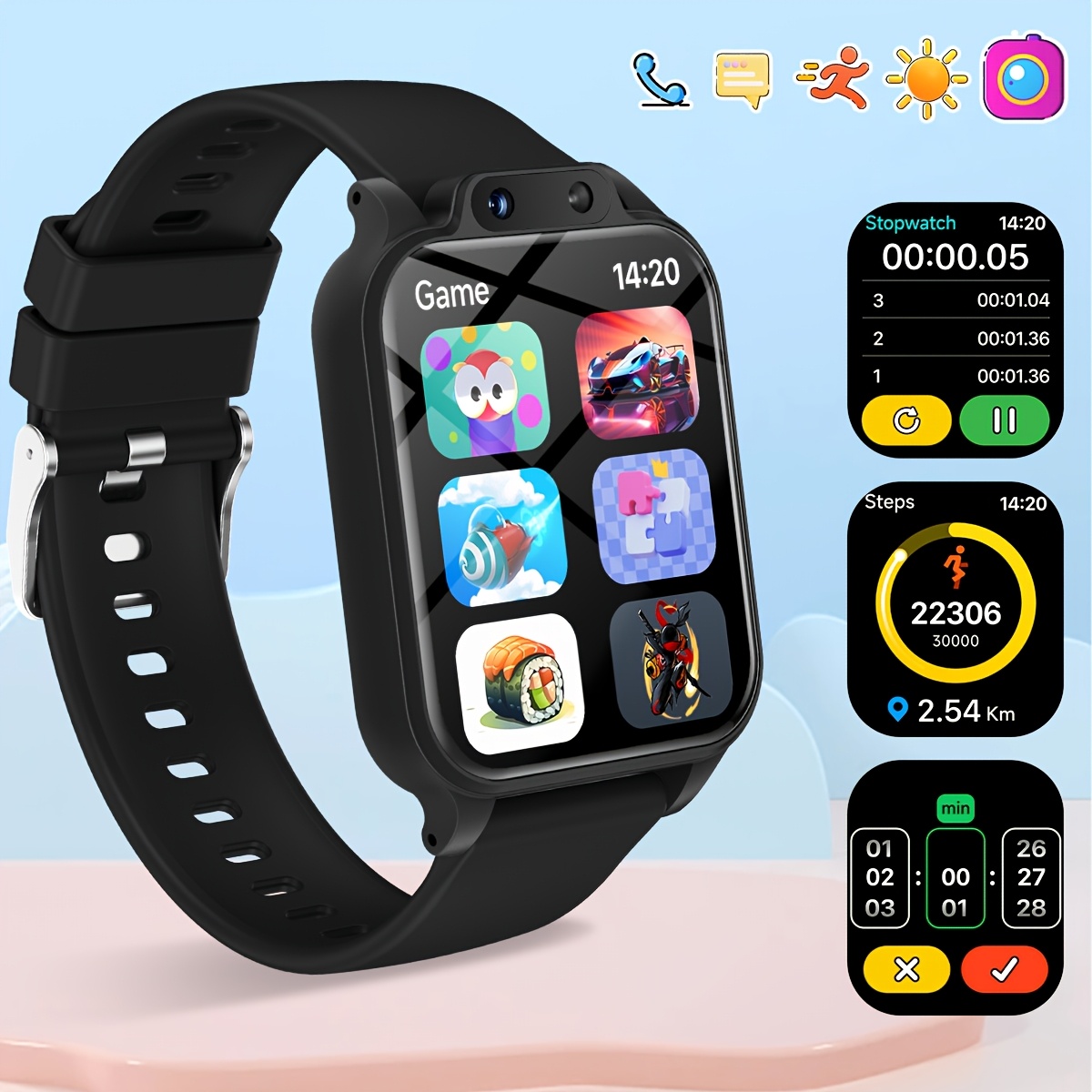 Kids Education Calculator - Kinder-Smartwatch mit 18 Lernspielen, HD-Selfie-Unterstützung, Kamera,