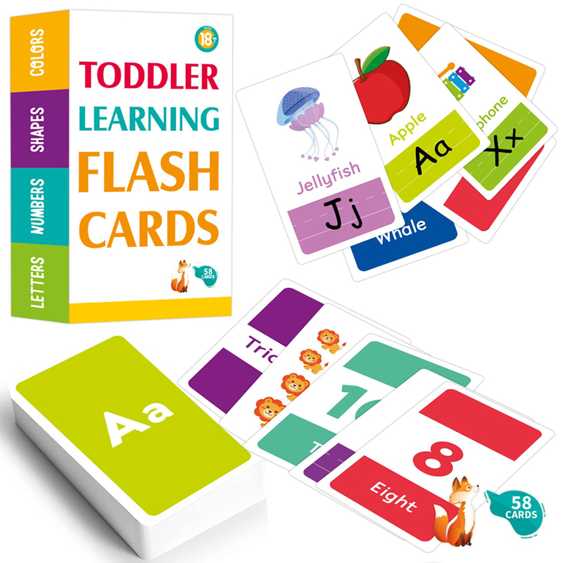 Flash Card Alphabet - 58 Stück Lernkarten 26 Buchstaben des