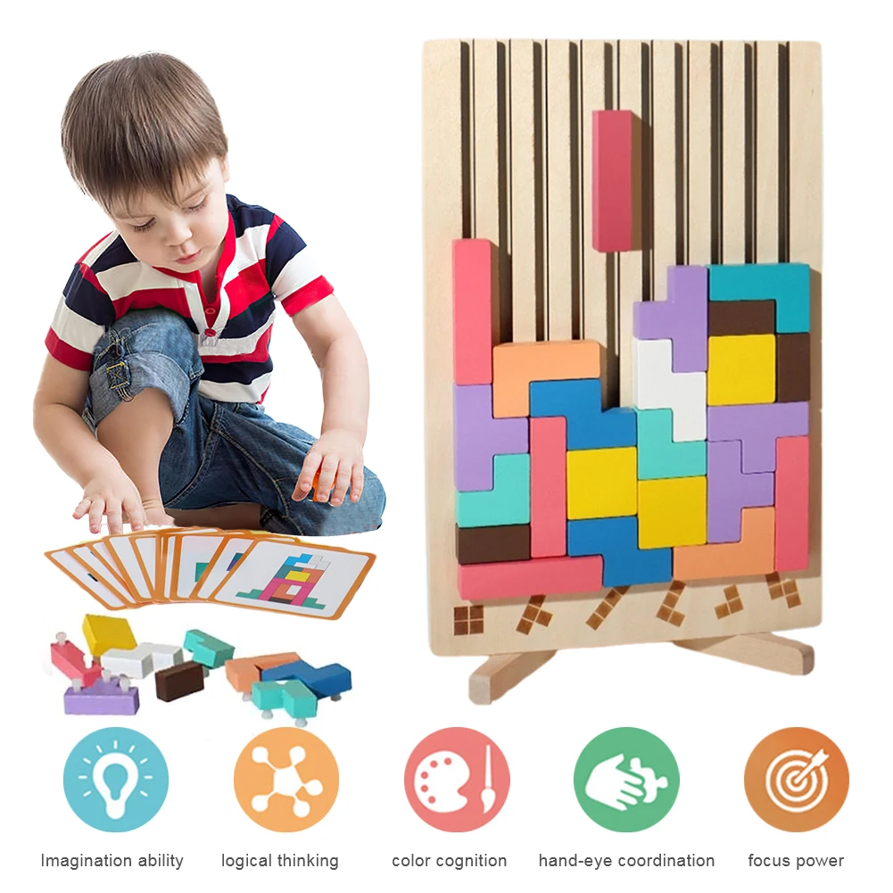 3D-Tetris-Puzzle aus Holz – pä – Kids Education Level Bewertung und Preis
